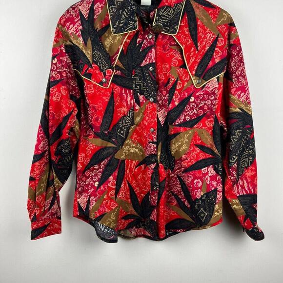 Vintage Roughrider Shirt Western Red Woman's size L Made in USA - Picture 1 of 8